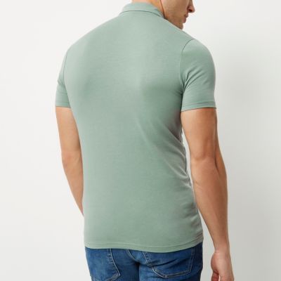 Light green muscle fit polo shirt